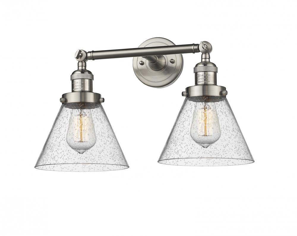 Cone - 2 Light - 18 inch - Brushed Satin Nickel - Adjustable Bath Vanity Light