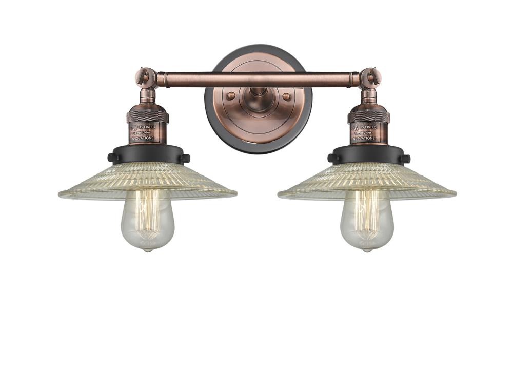 Halophane - 2 Light - 18 inch - Antique Copper - Adjustable Bath Vanity Light