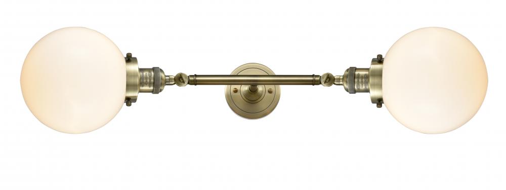 Beacon - 2 Light - 8 inch - Antique Brass - Adjustable Bath Vanity Light