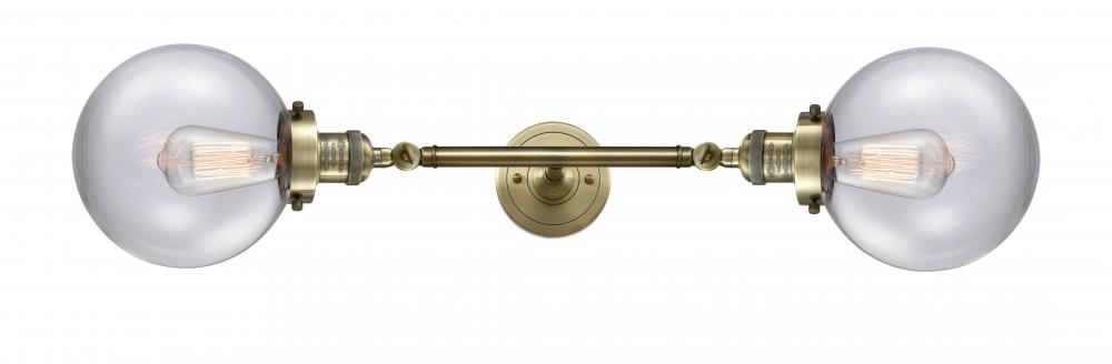 Beacon - 2 Light - 8 inch - Antique Brass - Adjustable Bath Vanity Light
