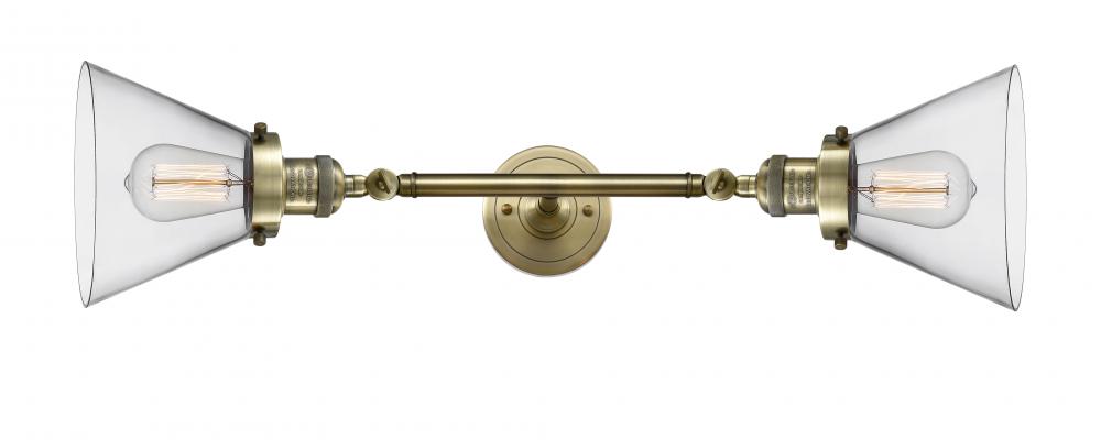 Cone - 2 Light - 8 inch - Antique Brass - Adjustable Bath Vanity Light