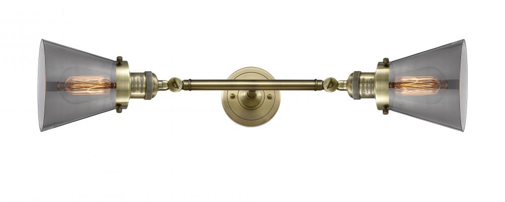 Cone - 2 Light - 6 inch - Antique Brass - Adjustable Bath Vanity Light