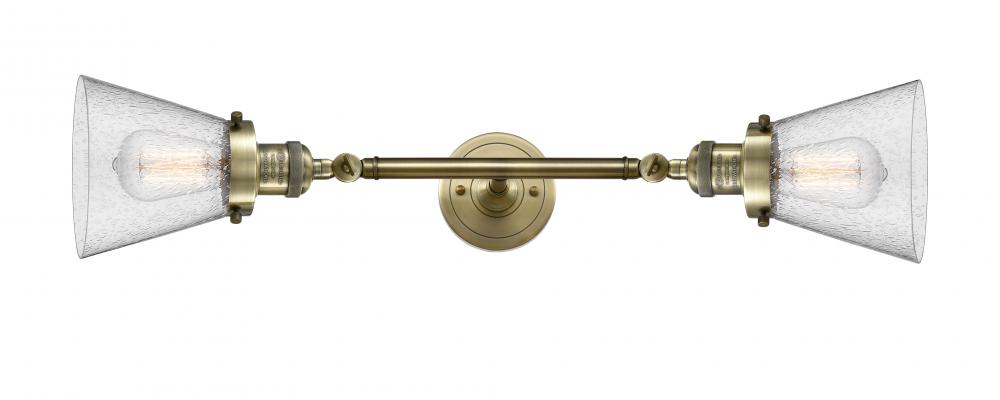 Cone - 2 Light - 6 inch - Antique Brass - Adjustable Bath Vanity Light