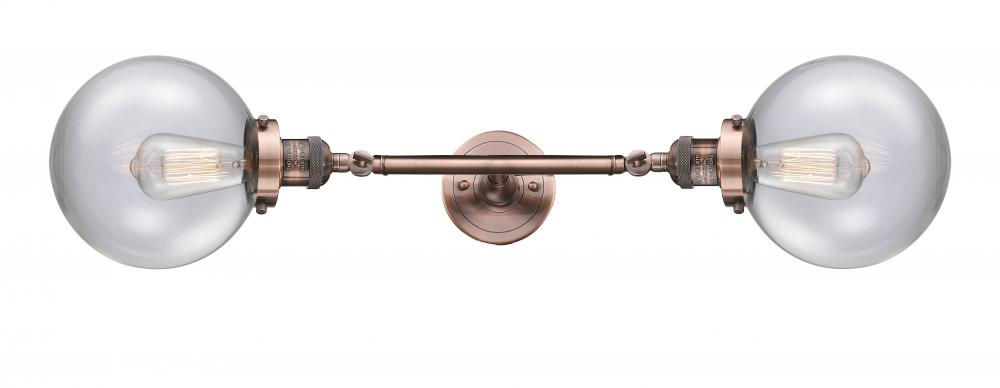 Beacon - 2 Light - 8 inch - Antique Copper - Adjustable Bath Vanity Light