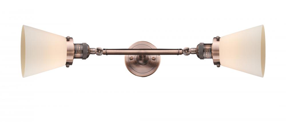 Cone - 2 Light - 6 inch - Antique Copper - Adjustable Bath Vanity Light