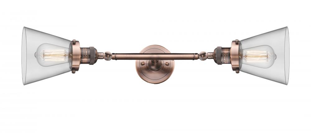 Cone - 2 Light - 6 inch - Antique Copper - Adjustable Bath Vanity Light