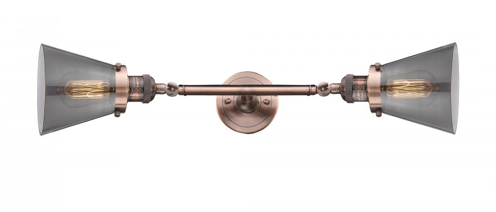 Cone - 2 Light - 6 inch - Antique Copper - Adjustable Bath Vanity Light