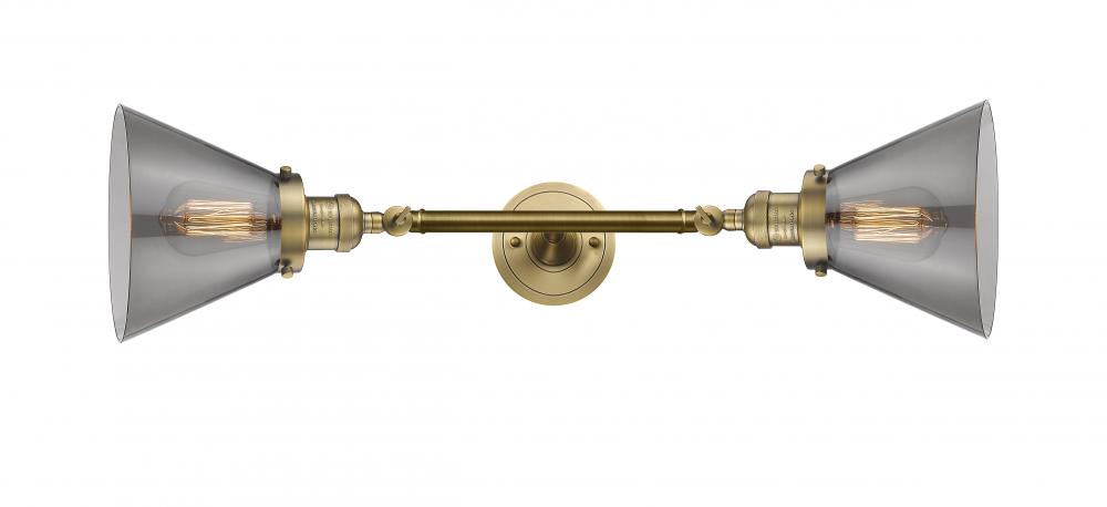 Cone - 2 Light - 8 inch - Brushed Brass - Adjustable Bath Vanity Light