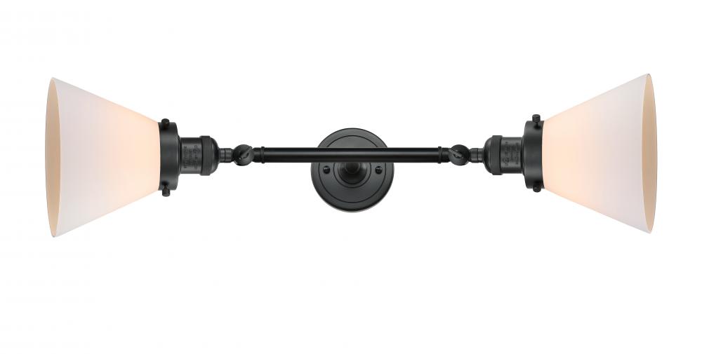 Cone - 2 Light - 8 inch - Matte Black - Adjustable Bath Vanity Light