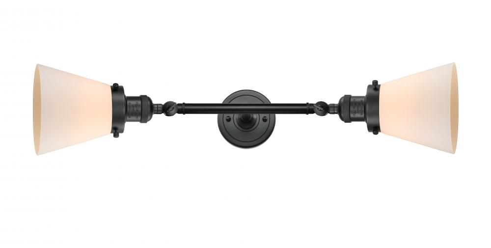 Cone - 2 Light - 6 inch - Matte Black - Adjustable Bath Vanity Light