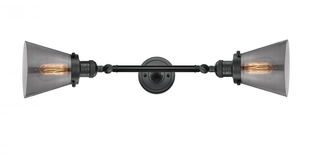 Cone - 2 Light - 6 inch - Matte Black - Adjustable Bath Vanity Light