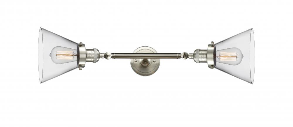 Cone - 2 Light - 8 inch - Brushed Satin Nickel - Adjustable Bath Vanity Light