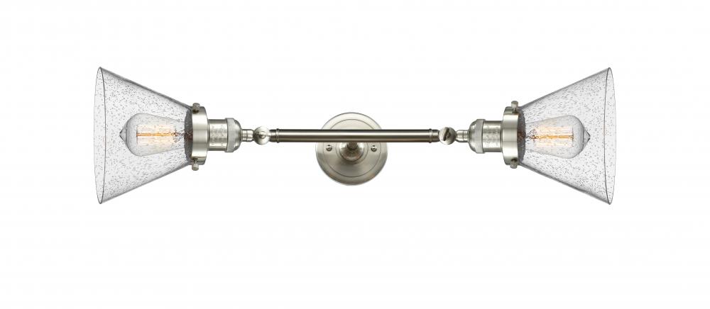 Cone - 2 Light - 8 inch - Brushed Satin Nickel - Adjustable Bath Vanity Light