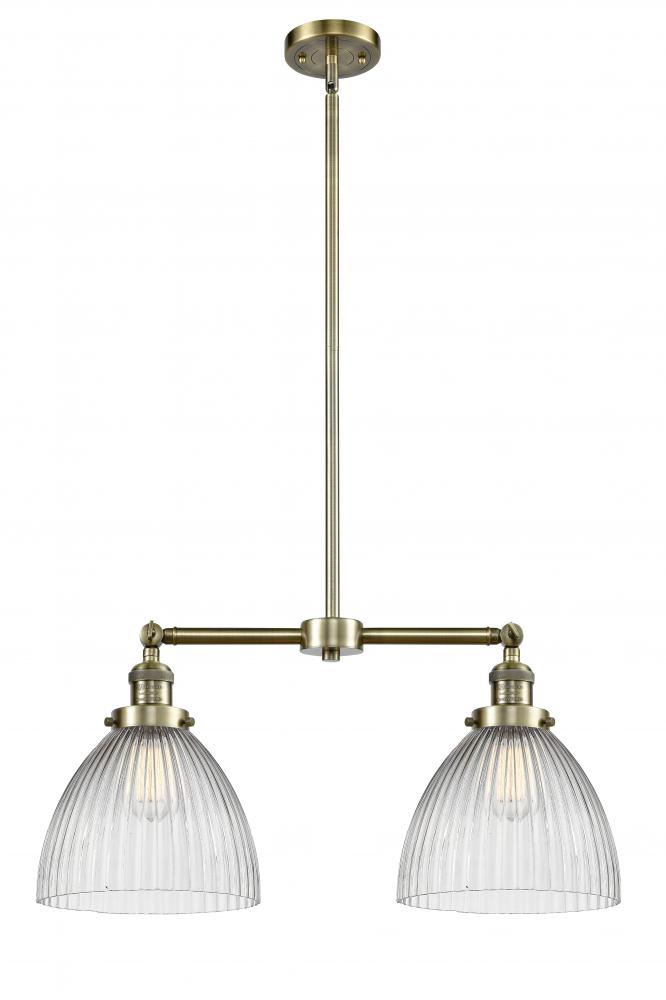 Seneca Falls - 2 Light - 21 inch - Antique Brass - Stem Hung - Adjustable Island Light