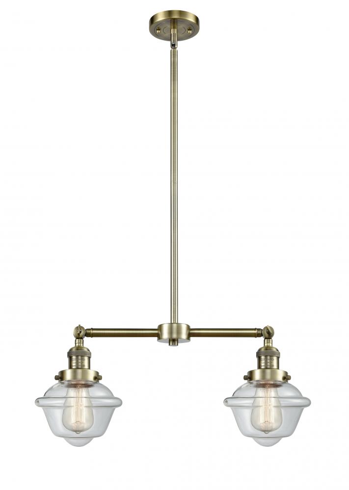 Oxford - 2 Light - 24 inch - Antique Brass - Stem Hung - Adjustable Island Light