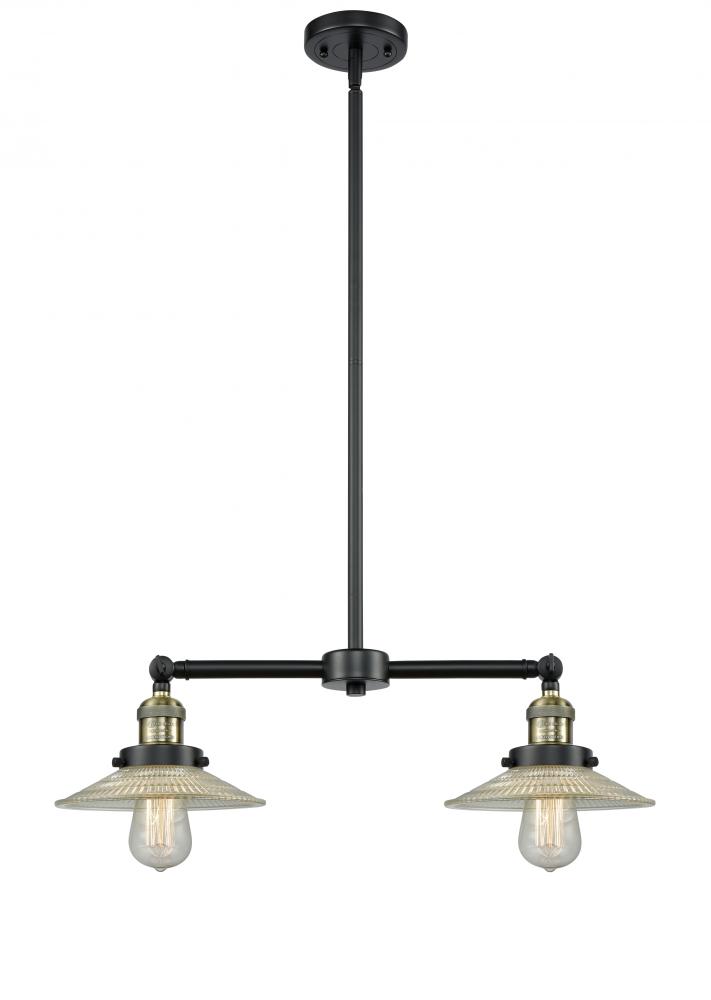 Halophane - 2 Light - 21 inch - Black Antique Brass - Stem Hung - Adjustable Island Light