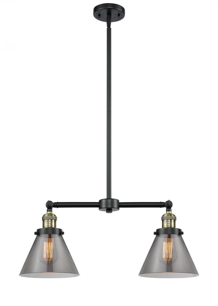 Cone - 2 Light - 21 inch - Black Antique Brass - Stem Hung - Adjustable Island Light