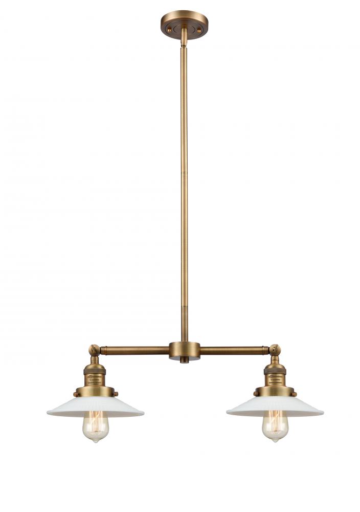 Halophane - 2 Light - 21 inch - Brushed Brass - Stem Hung - Adjustable Island Light