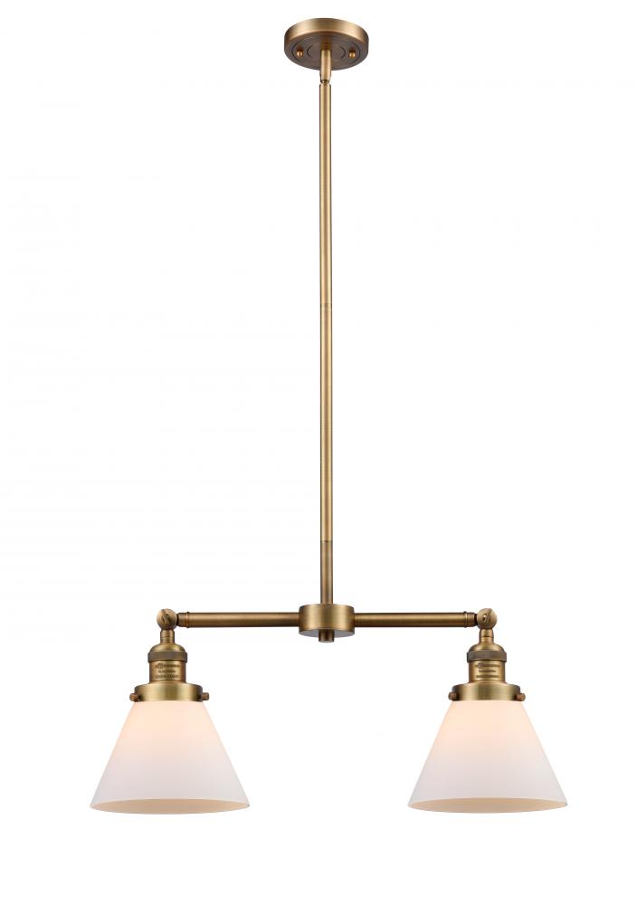 Cone - 2 Light - 21 inch - Brushed Brass - Stem Hung - Adjustable Island Light
