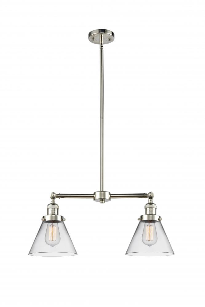 Cone - 2 Light - 21 inch - Polished Nickel - Stem Hung - Adjustable Island Light