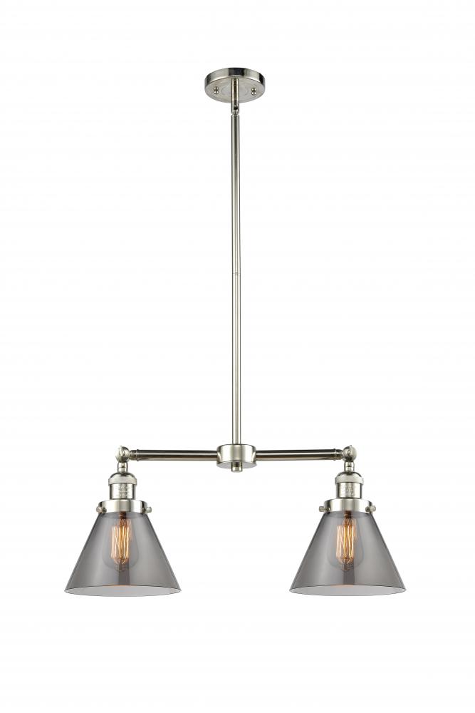 Cone - 2 Light - 21 inch - Polished Nickel - Stem Hung - Adjustable Island Light