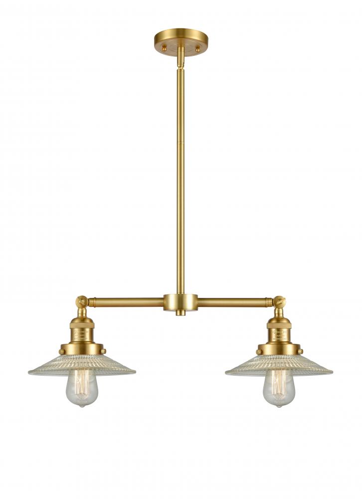 Halophane - 2 Light - 21 inch - Satin Gold - Stem Hung - Adjustable Island Light