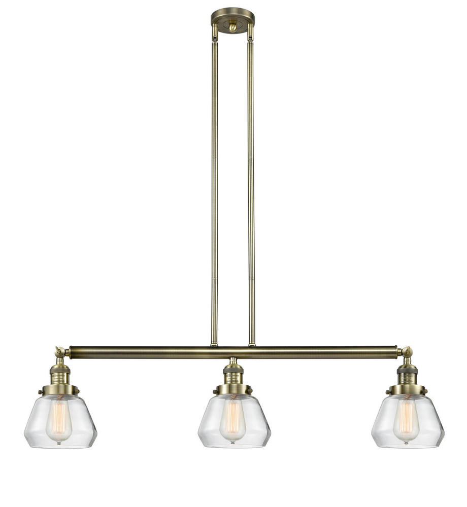 Fulton - 3 Light - 39 inch - Antique Brass - Stem Hung - Adjustable Island Light