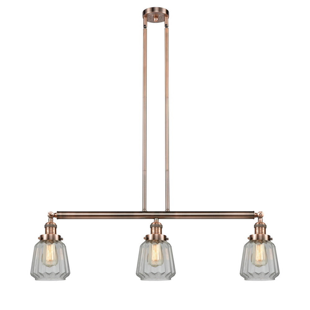 Chatham - 3 Light - 39 inch - Antique Copper - Stem Hung - Adjustable Island Light