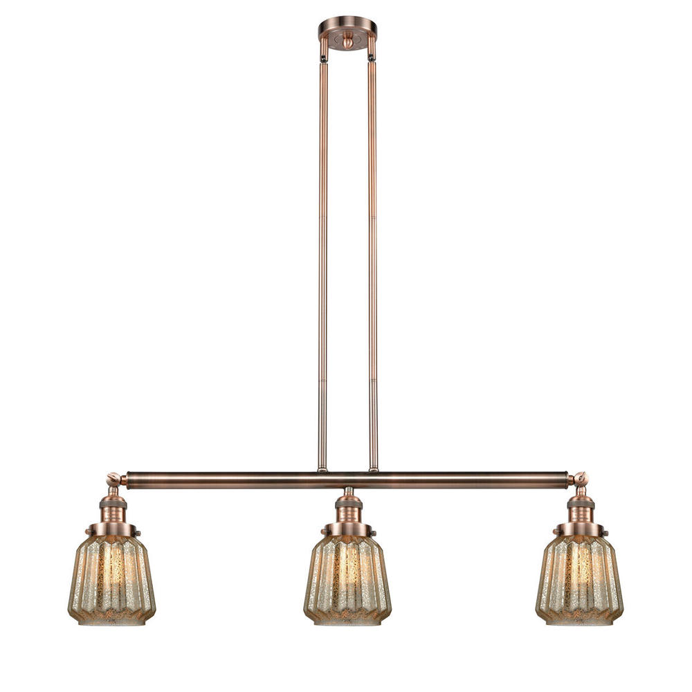 Chatham - 3 Light - 39 inch - Antique Copper - Stem Hung - Adjustable Island Light