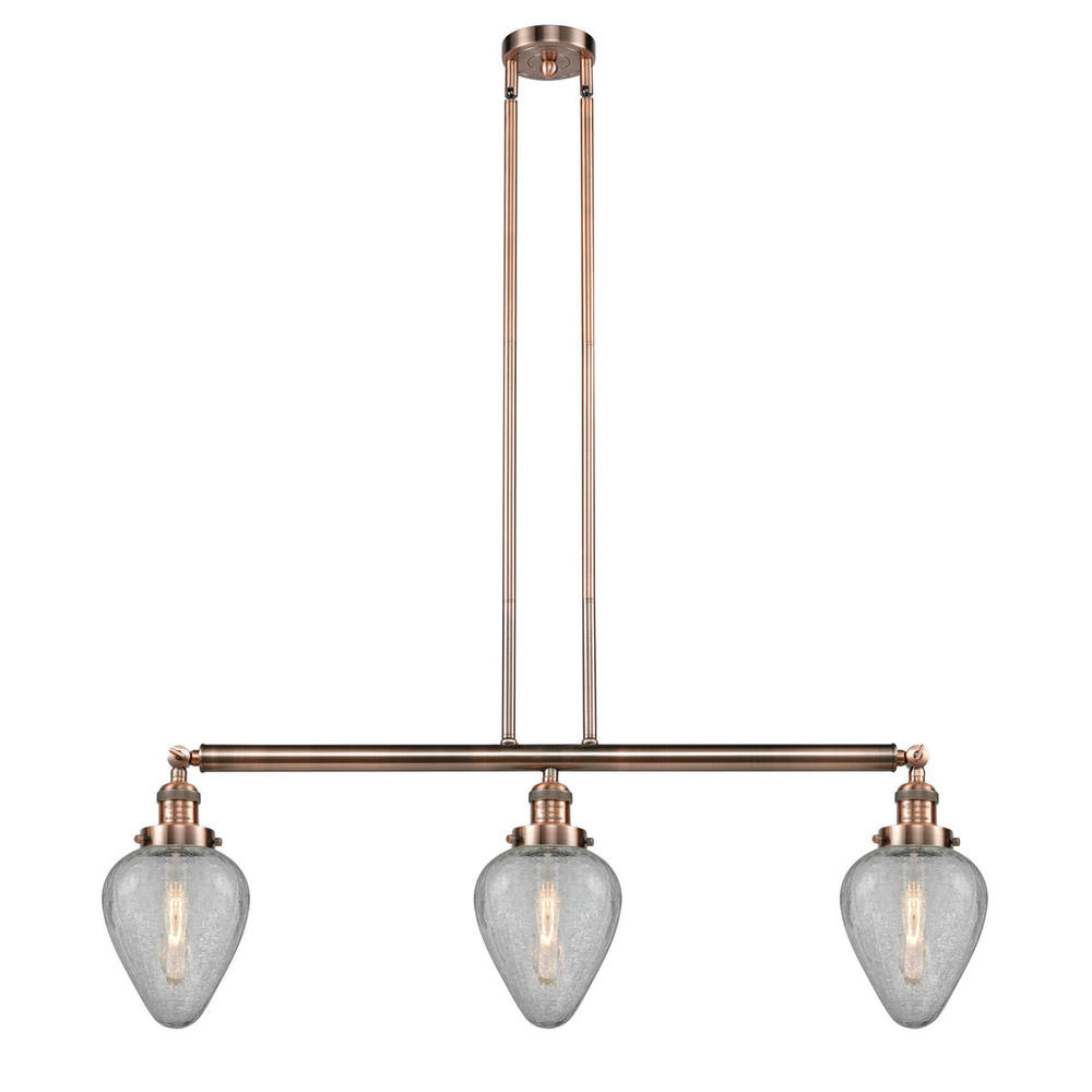 Geneseo - 3 Light - 38 inch - Antique Copper - Stem Hung - Adjustable Island Light