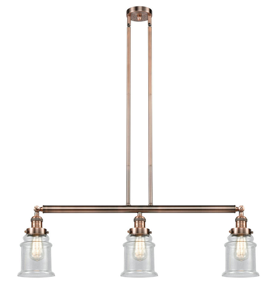 Canton - 3 Light - 39 inch - Antique Copper - Stem Hung - Adjustable Island Light
