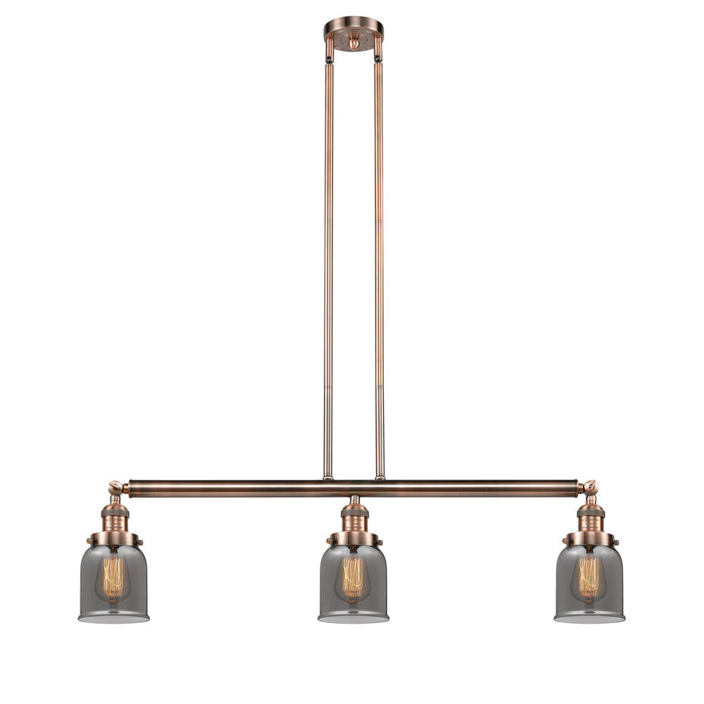 Bell - 3 Light - 38 inch - Antique Copper - Stem Hung - Adjustable Island Light