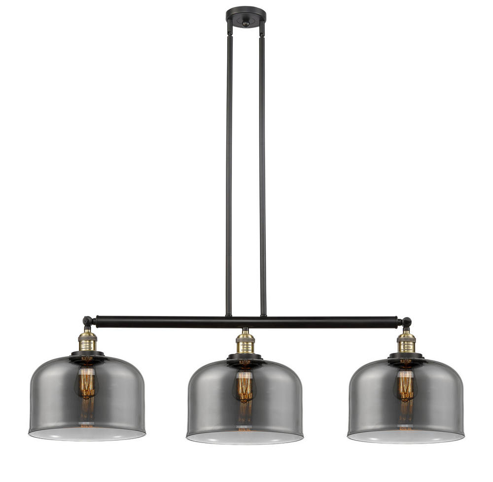 Bell - 3 Light - 42 inch - Black Antique Brass - Stem Hung - Adjustable Island Light