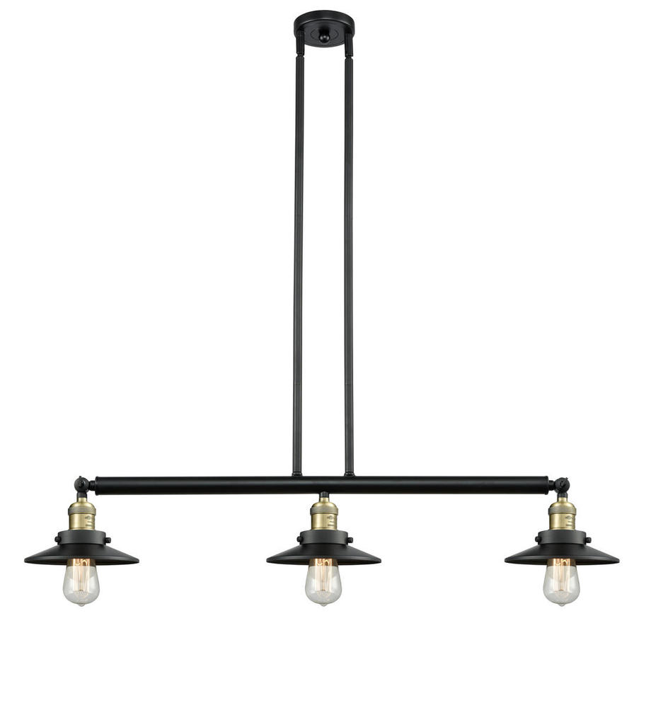Railroad - 3 Light - 41 inch - Black Antique Brass - Stem Hung - Adjustable Island Light