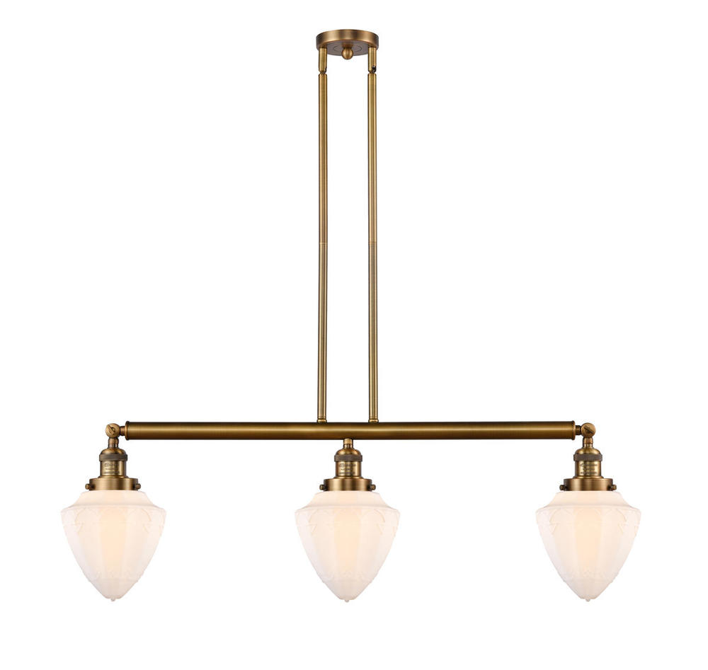 Bullet - 3 Light - 38 inch - Brushed Brass - Stem Hung - Adjustable Island Light