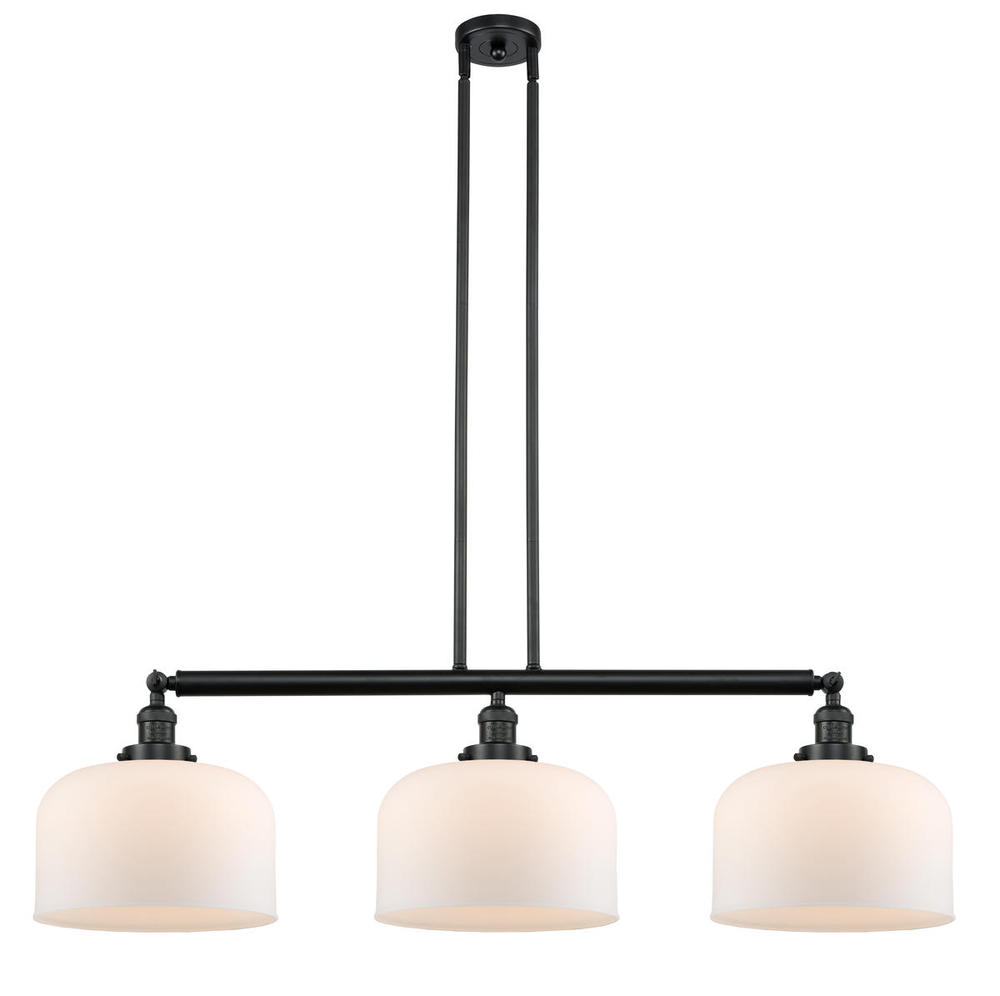 Bell - 3 Light - 42 inch - Matte Black - Stem Hung - Adjustable Island Light
