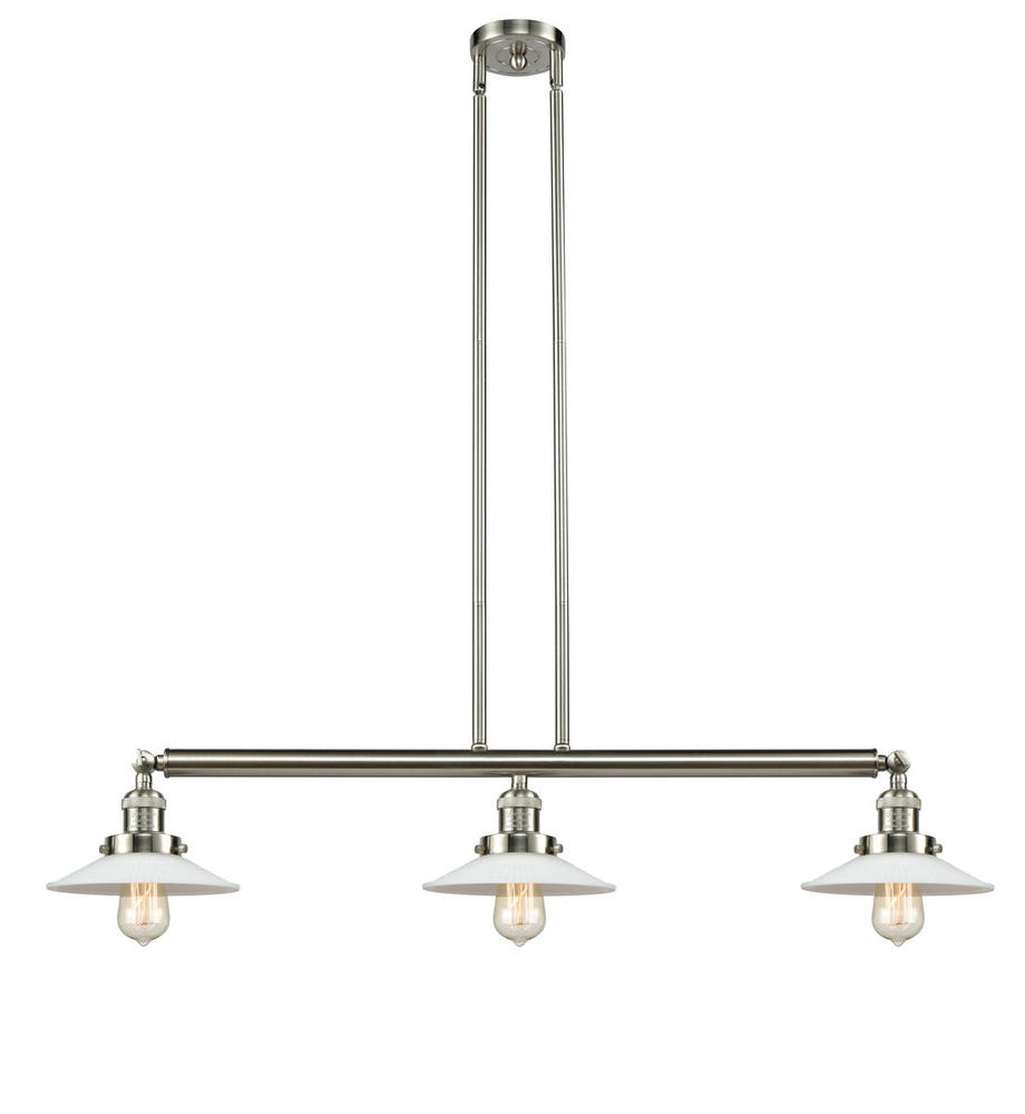 Halophane - 3 Light - 41 inch - Brushed Satin Nickel - Stem Hung - Adjustable Island Light