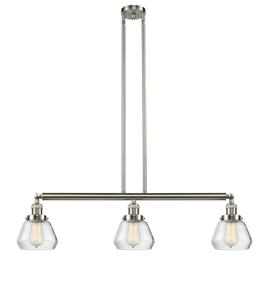 Fulton - 3 Light - 39 inch - Brushed Satin Nickel - Stem Hung - Adjustable Island Light