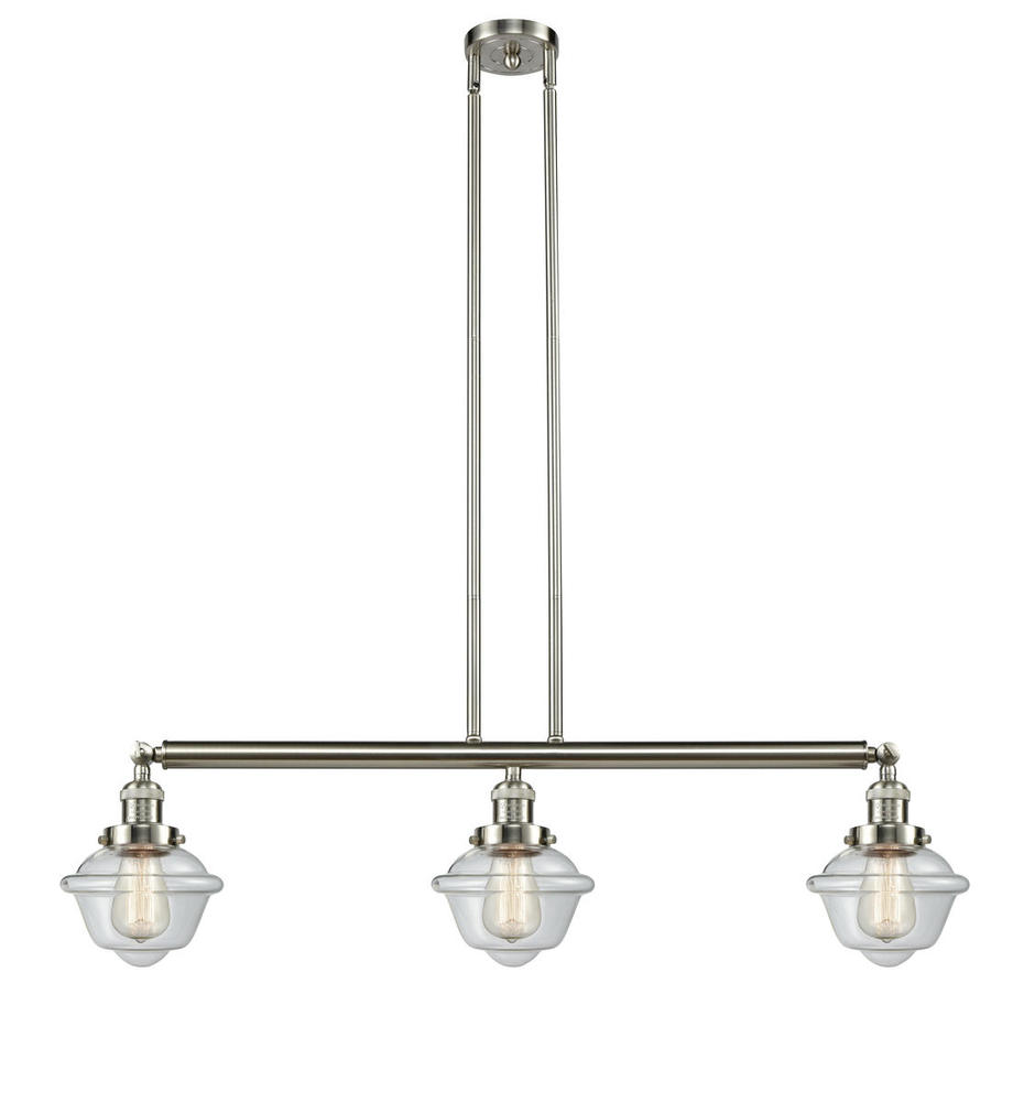 Oxford - 3 Light - 40 inch - Brushed Satin Nickel - Stem Hung - Adjustable Island Light