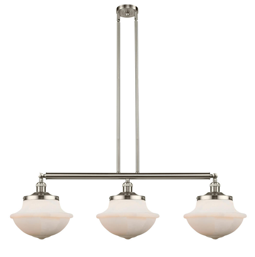 Oxford - 3 Light - 42 inch - Brushed Satin Nickel - Stem Hung - Adjustable Island Light