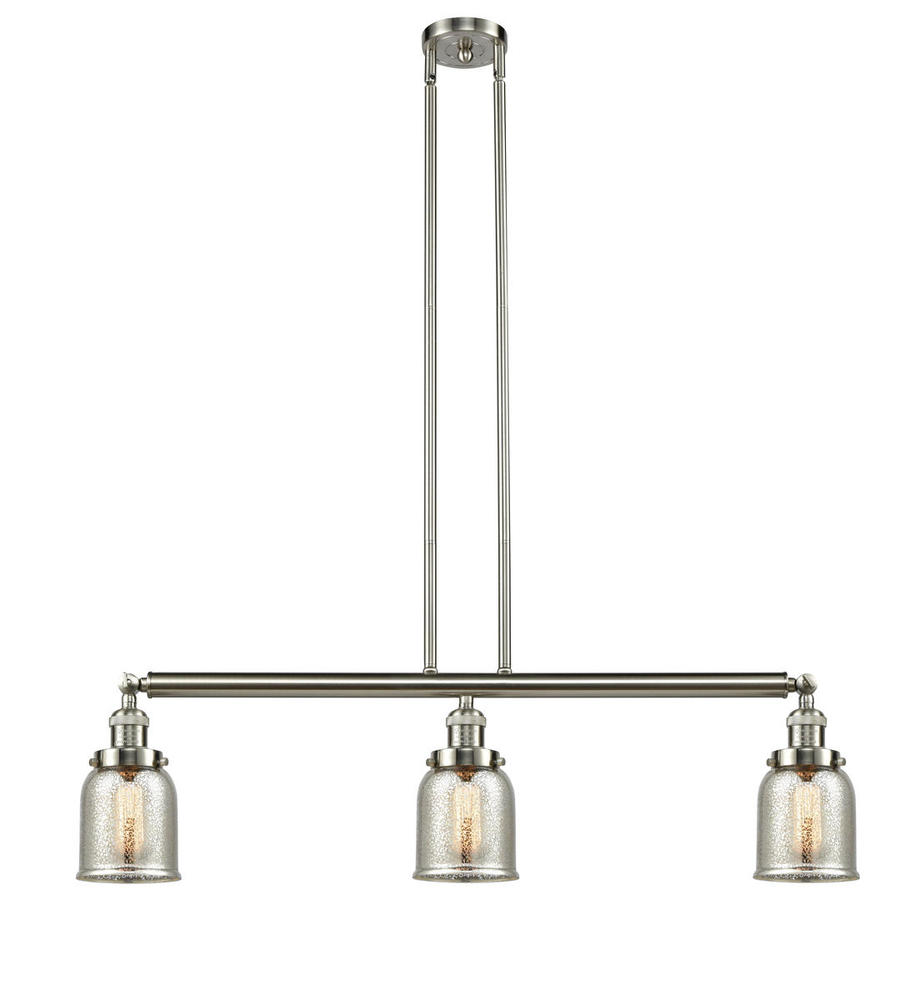 Bell - 3 Light - 38 inch - Brushed Satin Nickel - Stem Hung - Adjustable Island Light