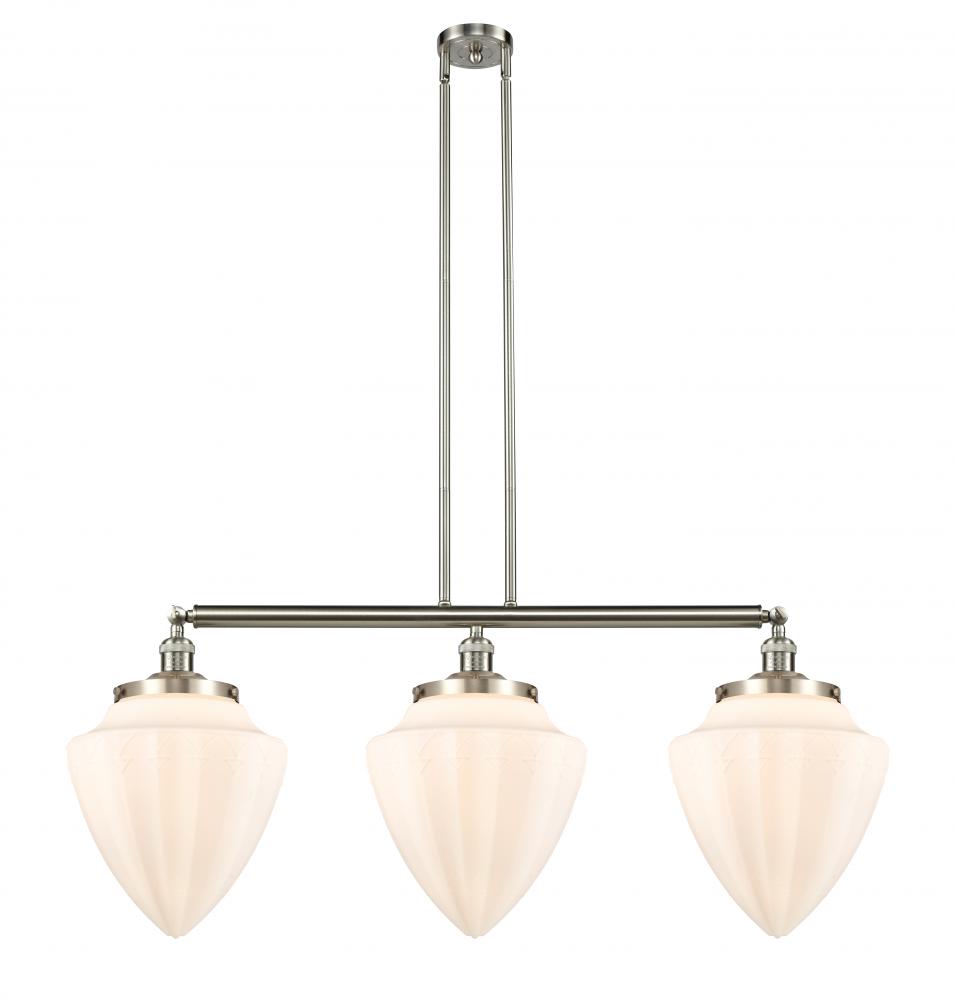 Bullet - 3 Light - 40 inch - Brushed Satin Nickel - Stem Hung - Adjustable Island Light