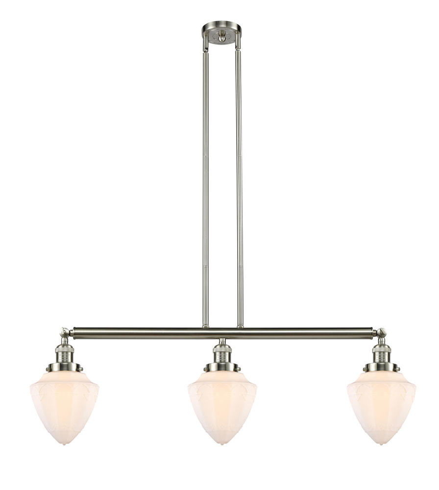 Bullet - 3 Light - 38 inch - Brushed Satin Nickel - Stem Hung - Adjustable Island Light