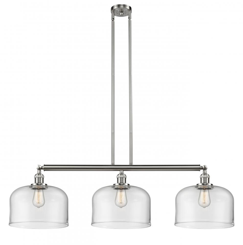 Bell - 3 Light - 42 inch - Brushed Satin Nickel - Stem Hung - Adjustable Island Light