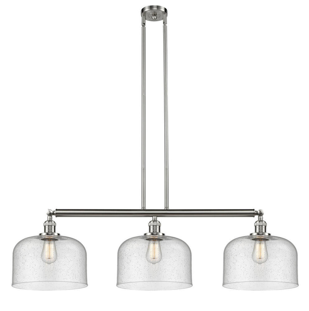 Bell - 3 Light - 42 inch - Brushed Satin Nickel - Stem Hung - Adjustable Island Light