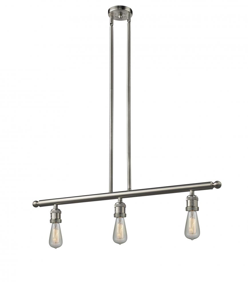 Bare Bulb - 3 Light - 38 inch - Brushed Satin Nickel - Stem Hung - Adjustable Island Light