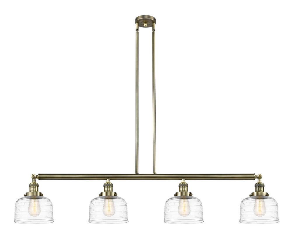Bell - 4 Light - 53 inch - Antique Brass - Stem Hung - Adjustable Island Light
