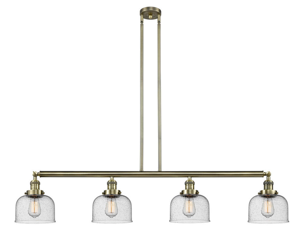 Bell - 4 Light - 53 inch - Antique Brass - Stem Hung - Adjustable Island Light