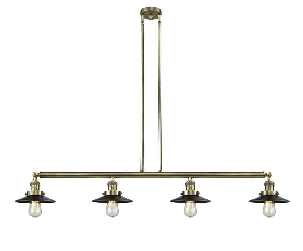 Railroad - 4 Light - 53 inch - Antique Brass - Stem Hung - Adjustable Island Light