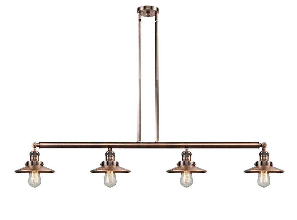 Railroad - 4 Light - 53 inch - Antique Copper - Stem Hung - Island Light